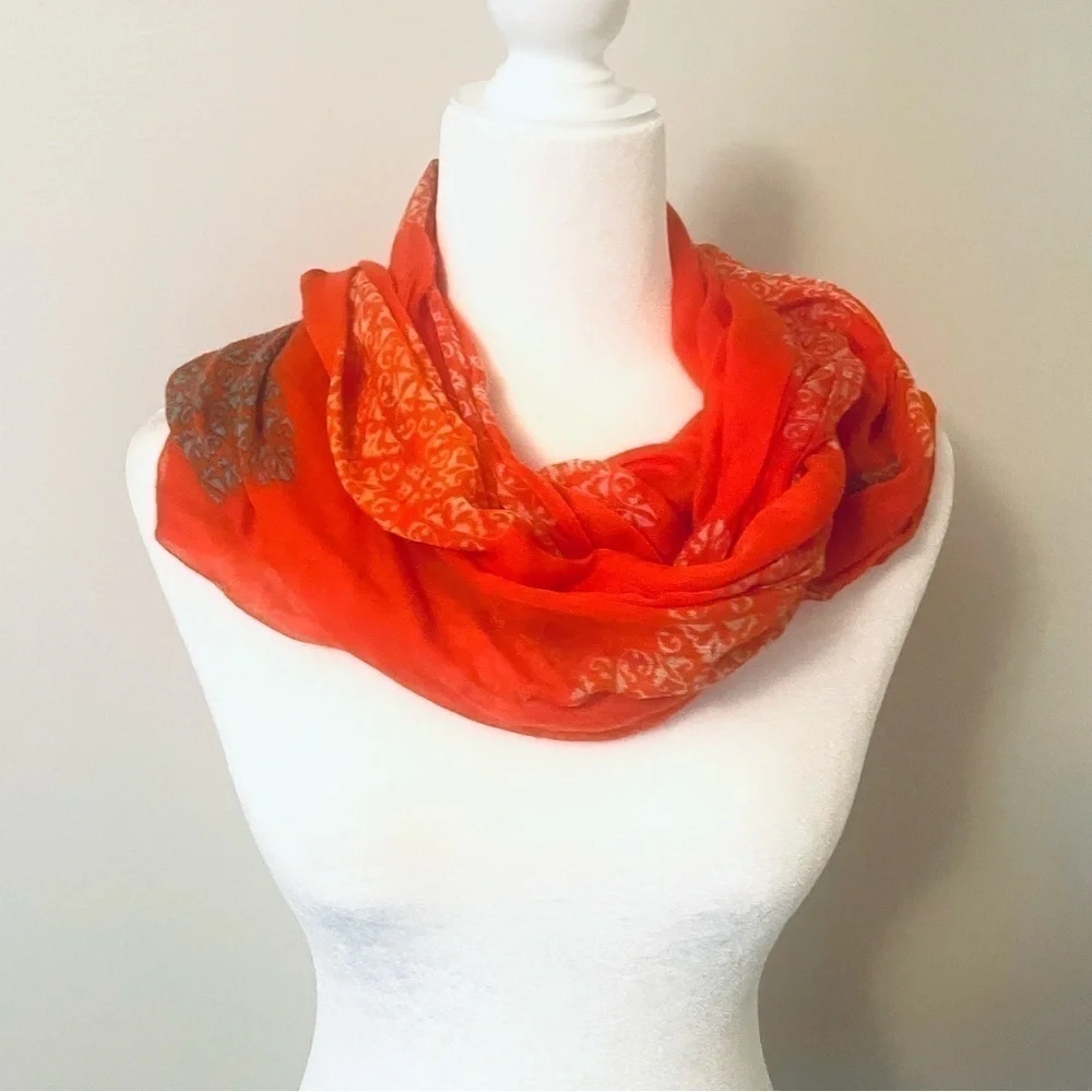 Vintage 90's Blaze Orange Hoop and Loop Scarf